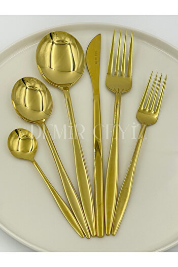 DMR LİFE Dmr Life Venezia Gold Fork Spoon Set 72 Pieces for 12 People 18/10