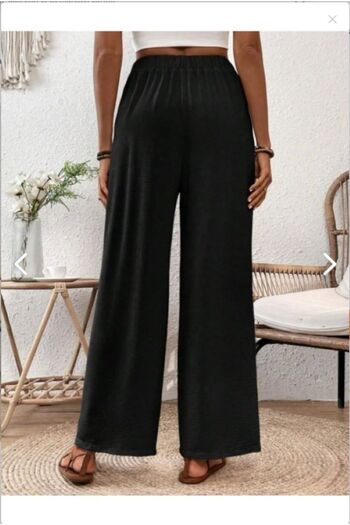 Derays Women's Black Wide Leg Waist Drawstring Trousers