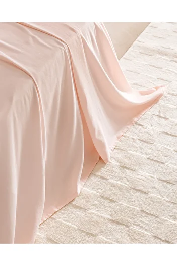 Madame Coco Ciel Double 100% Cotton Elasticless Satin Bed Sheet - Light Powder