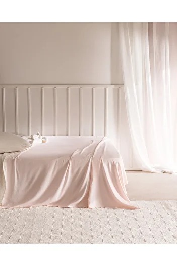 Madame Coco Ciel Double 100% Cotton Elasticless Satin Bed Sheet - Light Powder