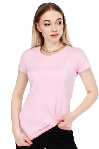 İpek Tekstil 100% Cotton Women's T-Shirt Plain Light Pink Color Basic Combed Cotton Crew Neck