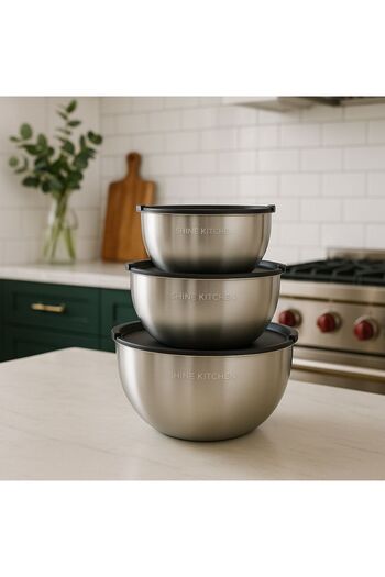SHINE KITCHEN Stainless Steel 9 Piece Mixing Bowl