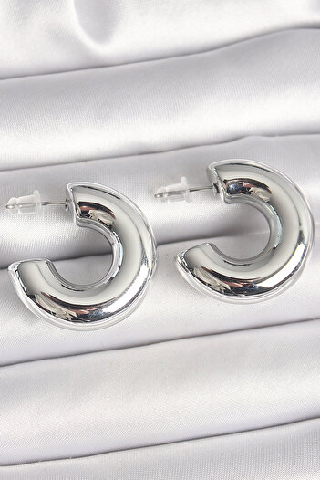 SeyCey.co Brass Silver Color Half Hoop Model Ccb Women's Earrings
