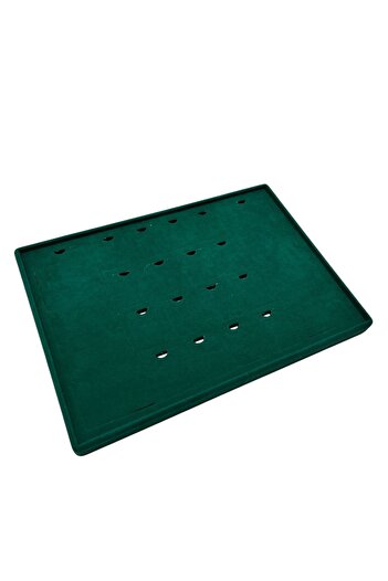 MeGass Dekor Brussels Model Transverse Suede Fabric Green Color 18 Piece Pad Jewelry Display Table with Legs