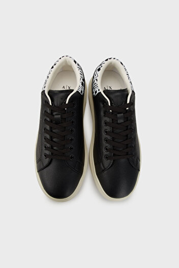Armani Exchange Erkek Rahat ve Düz Taban Arkası Logo Desenli Siyah-Beyaz Sneaker XUX123 XV761-N814