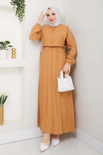 benguen Vest Dress - Camel 4735