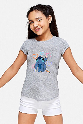 makiteks Girl's Printed Tshirt 5-14 Years Lilo Stitch Quality Cotton