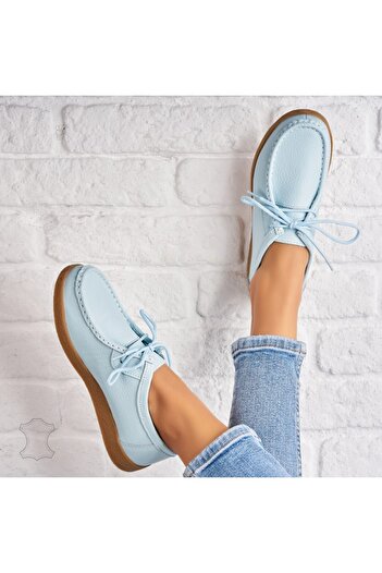 Joana Women's Loafers Natural Leather Turquoise Harla