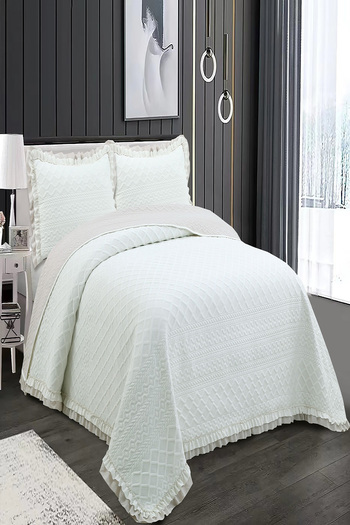 eco concept Ruffled Double Bed Cover, Daily Double Bed Cover, Dowry Bed Cover