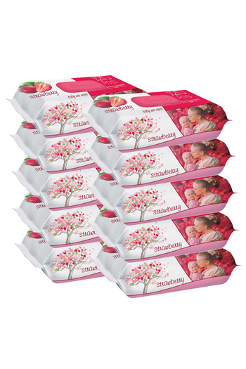 Sleepy Sleepy Strawberry Wet Wipes, 10 packs x 120, 1200 pcs