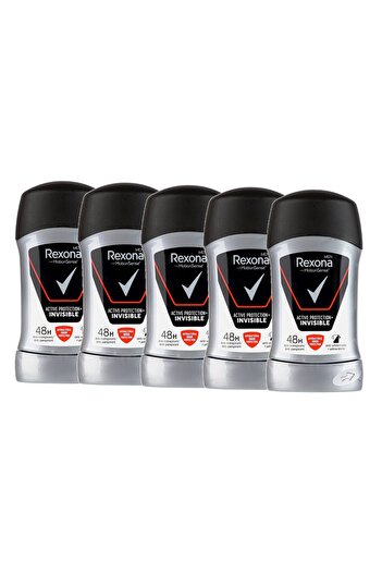 Rexona Deodorant stick barbati Rexona Black & White Invisible Active Protection+, 5 x 50 ml