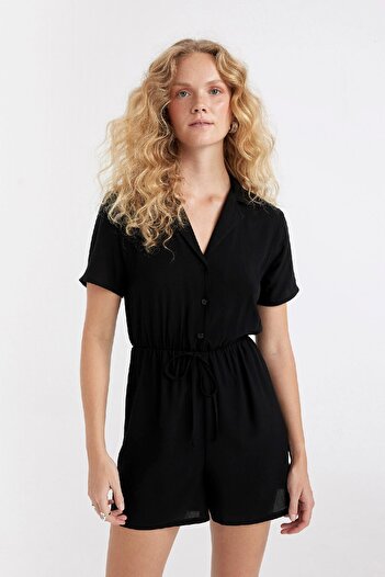 DeFacto Short Sleeve Mini Jumpsuit - Jacket Collar C4866Ax24Hs