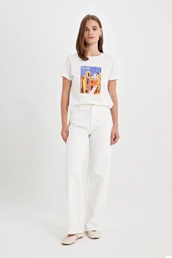 DeFacto Crew Neck Printed Regular Fit T-Shirt D1929AX24SM