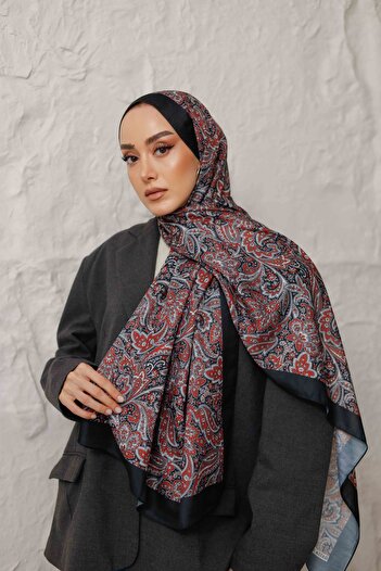 QASSA SHAL Ethical Motif Sofort Shawl - Istanbul Series Red / Black
