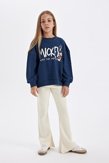 DeFacto Kız Çocuk Flare Fit İspanyol Paça Basic Düz Triko Pantolon A6029A824WN