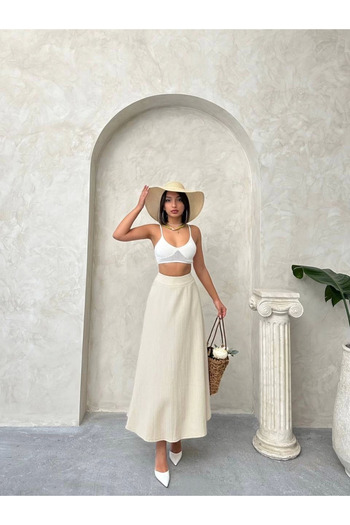 İntive Lingerie Beige Long Lined Invisible Bell Skirt