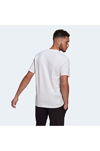 adidas Ανδρικό λευκό μπλουζάκι Essentials με κεντημένο μικρό λογότυπο (gk9640)