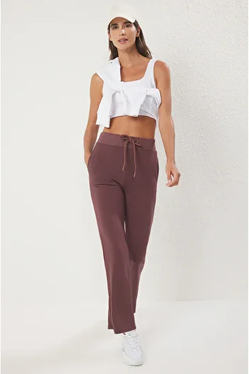 Trendyol Collection Καφέ υφασμάτινο υφασμάτινο καταδύσεων/καταδύσεων Αθλητικό πλεκτό παντελόνι με τσέπες και δέσιμο THMSS25EA00005