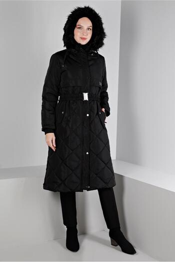 Alvina Hooded Furry Puffer Coat 90323