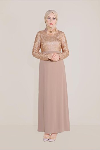 Alvina Collar Flower Brooched Patterned Dress 40598-1