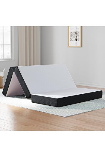 Comfy Portable White Knitted  180x90x7cm Medicated Folding Mattress with Black Border