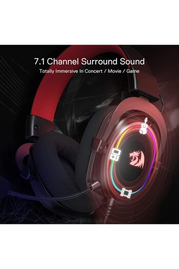REDRAGON Wired Gaming Headset H510 Zeus - 7.1 Surround Sound, Memory Foam Cushions, 53mm Drivers, De