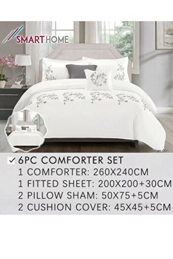 smart home Embroidered two-sided quilt set, two-sided mattress, consisting 6 pieces, 100% microfiber,240x260cm