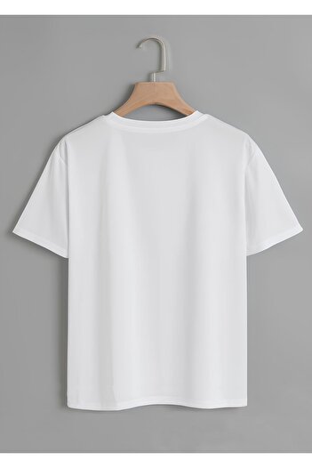 SOFTWAY Unisex Οργανικό Oversize Balloon Astronaut Εκτυπωμένο Basic T-Shirt -Λευκό