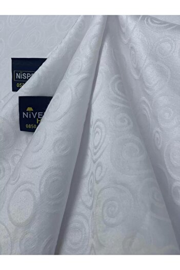 NİVEMESHOME Nivemeshome 140X160 White Circle Symbol Stain Resistant Table Cloth