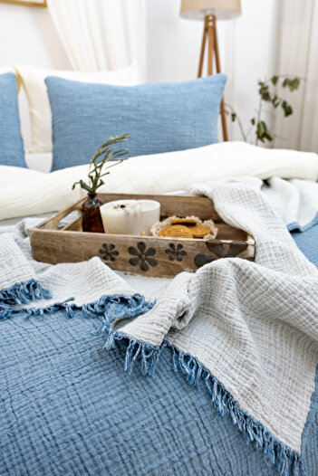 YASEMİNİNEVİ Muslin Bedspread Pique (200X230Cm) + 2 Pillowcases