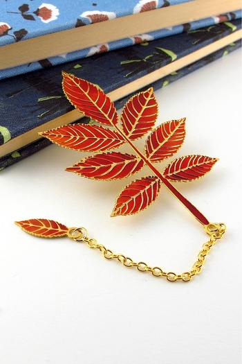 Solfera Autumn Tree Leaves Bookmark Metal Bookmark with Chain (Ay016)