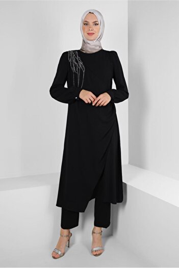 Alvina STONE PRINTED BICYCLE COLLAR PANTS SUIT 43578