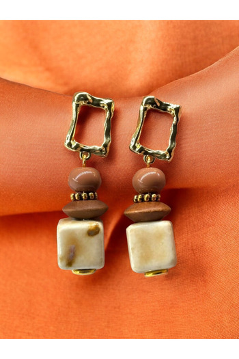 dela otantik Ethnic Handmade Ceramic Earrings - Multicolor Large Authentic Dangle Jewelry