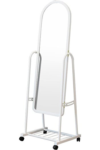 Generic Full Length Mirror with Stand and Adjustable Wheels 160x39cm White