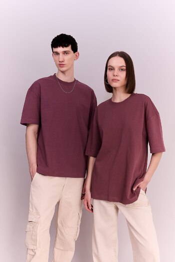DeFacto Oversize Wide Fit Crew Neck Basic Solid Short Sleeve T-Shirt B4933Ax24Sp