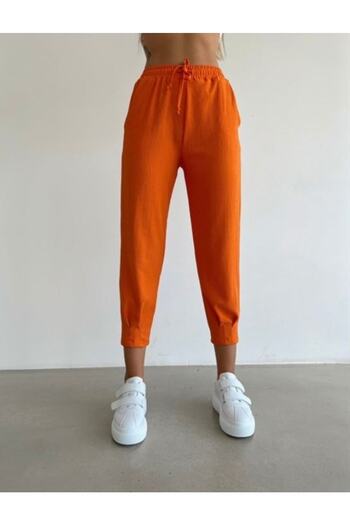 hiraz fashion Women's Orange Pleated Leg Trousers