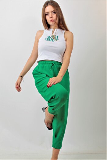 hiraz fashion Women's Green Pleated Leg Trousers