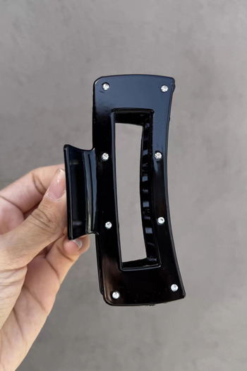 Vitastyle Black Color Stone Detailed Rectangular Latch Buckle