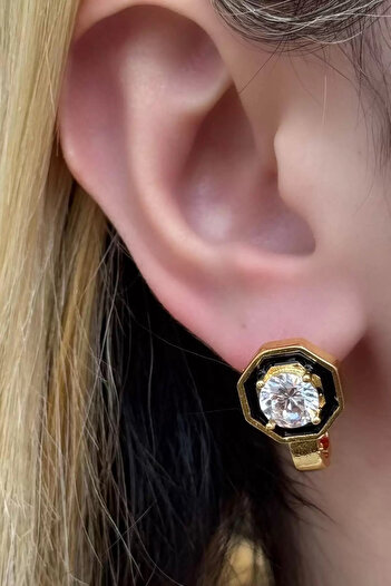 Vitastyle Gold Color Stone Detailed Earrings (Pair)