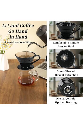 fulina Ceramic Pour Over Coffee Dripper, Reusable Porcelain,Slow Brewing Accessories with 1 Holes for Home