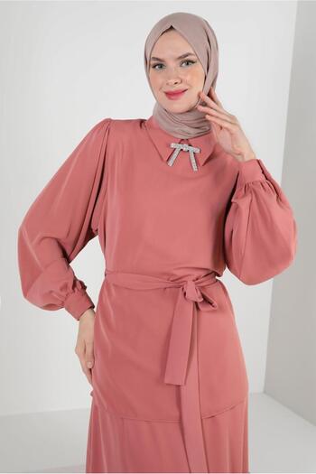Alvina BOW DETAILED BALLON SLEEVE SKIRT SUIT 43911