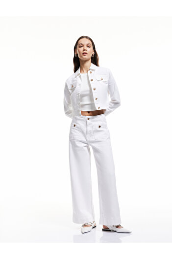 Koton High Waist Comfortable Fit Short Denim Trousers with Pockets - Culotte Jeans