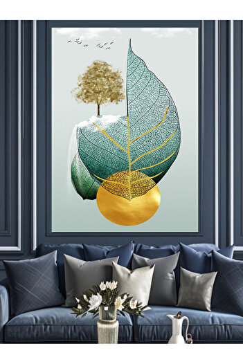 ekart Abstract Leaf and Tree Design Decorative Canvas - Mdf Wooden Painting
