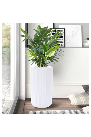 SereneLife 3-Piece Elegant Design Cylindrical Ceramic Planter Set