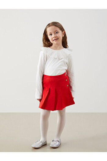 LC Waikiki Baby Collar Long Sleeve Embroidered Girl's T-Shirt