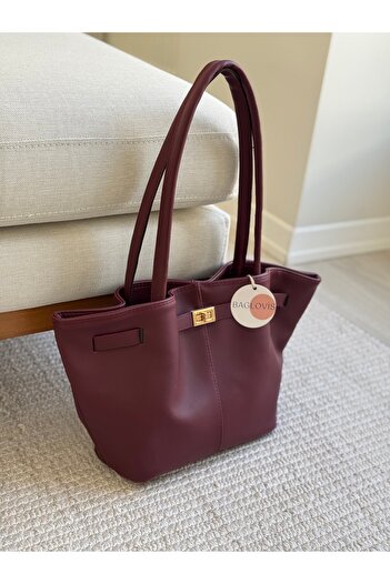 BAGLOVİS Bordo Women's Shoulder Bag with Lock Detail En40 Uzn25