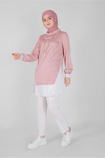 Alvina Stone Lace Shirt Detail Satin Aerobin Tunic 41489