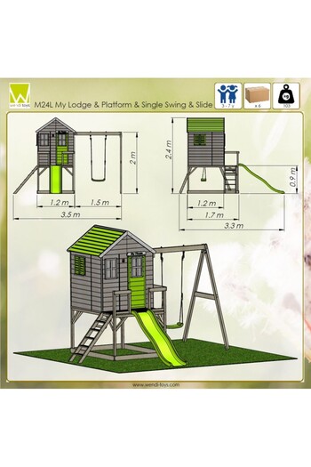 Wendi Toys Σπιτάκι κήπου Lime Lodge με πλατφόρμα, τσουλήθρα και κούνια (M24L)