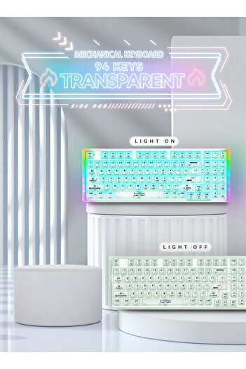 e-yooso Z-94 Transparent Gaming Keyboard,94 Keys Red Switch USB Wired Mechanical Keyboard
