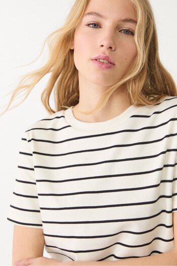 Stradivarius Basic Regular Fit Çizgili Kalın T-shirt